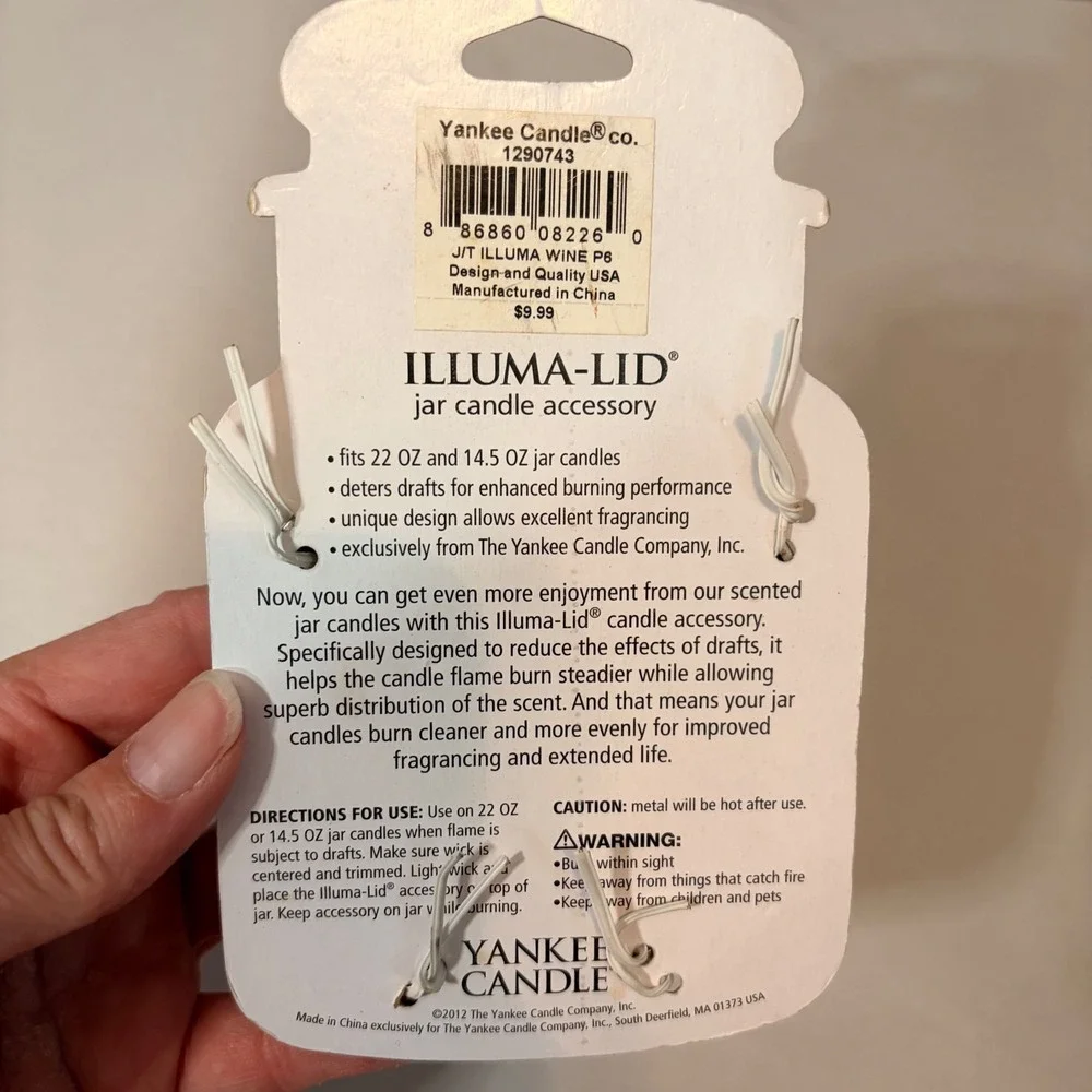 Yankee Candle Illuma-Lid Wine & Grapes Silver Metal Jar Topper 1290743 NIP